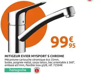 Mr Bricolage MITIGEUR EVIER MYSPORT S CHROME offre