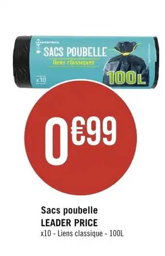 Casino Supermarchés Sacs poubelle LEADER PRICE offre