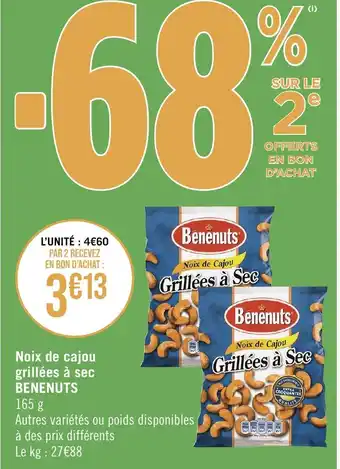 Casino Supermarchés Noix de cajou grillées à sec BENENUTS offre