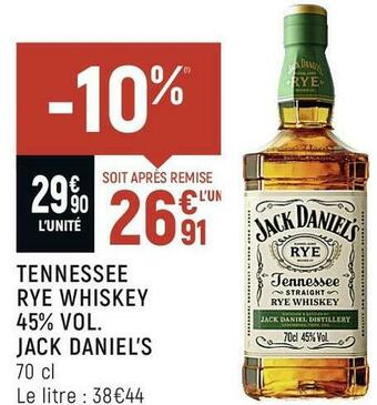 Jack daniel’s tennessee rye whiskey 45% vol.