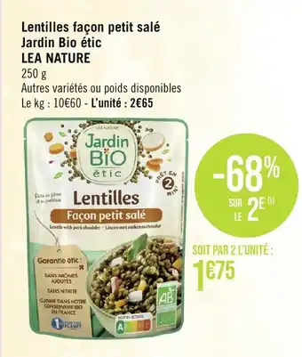 Casino Supermarchés Lentilles façon petit salé Jardin Bio étic LEA NATURE offre