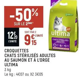 Spar Ultima croquettes chats stérilisés adultes au saumon et à l’orge offre