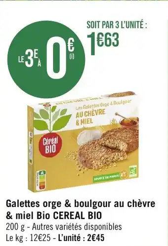 Galettes orge & boulgour au chèvre & miel Bio CEREAL BIO