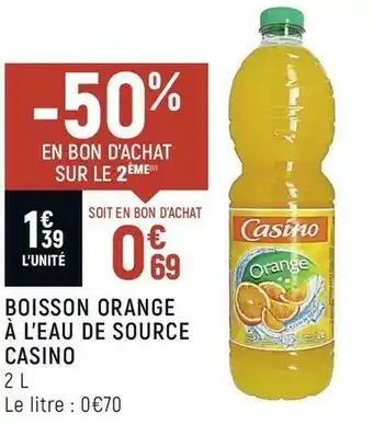 Spar Casino boisson orange à l’eau de source offre