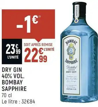 Spar Bombay sapphire dry gin 40% vol. offre