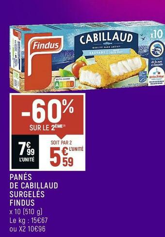 Findus panés de cabillaud surgelés