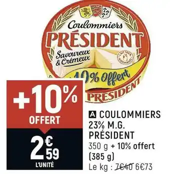 Spar Président coulommiers 23% m.g. offre