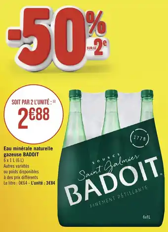 Eau minérale naturelle gazeuse BADOIT
