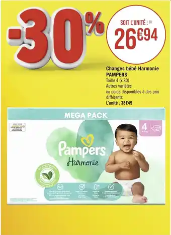 Casino Supermarchés Changes bébé Harmonie PAMPERS offre