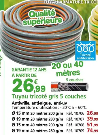 Provence Outillage Tuyau tricoté gris 5 couches offre