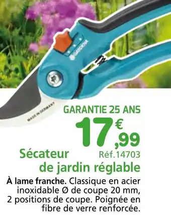 Provence Outillage Sécateur de jardin réglable offre