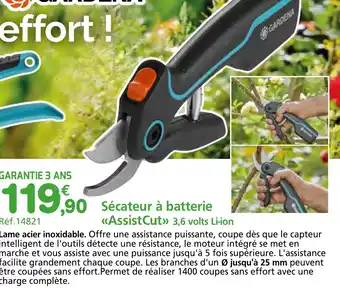 Provence Outillage Sécateur à batterie <<AssistCut»> 3,6 volts Li-ion offre