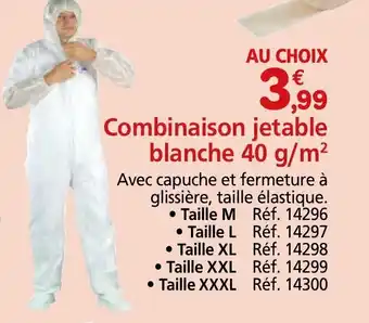 Provence Outillage Combinaison jetable blanche 40 g/m² offre