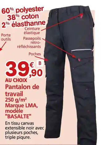 Provence Outillage Pantalon de travail 250 g/m² Marque LMA, modèle "BASALTE" offre