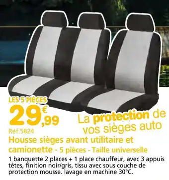 Provence Outillage Housse sièges avant utilitaire et camionette - 5 pièces - Taille universelle offre