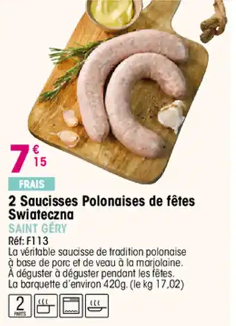 2 Saucisses Polonaises de fêtes Swiateczna SAINT GÉRY