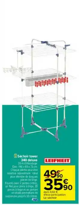 Carrefour Séchoir Tower 340 Deluxe offre