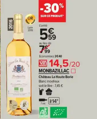 Monbazillac Château La Haute Borie Blanc Moelleux