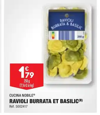 ALDI RAVIOLI BURRATA ET BASILIC(B) offre