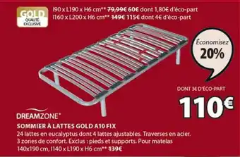 JYSK Sommier à Lattes Gold A10 Fix Dreamzone offre
