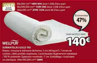 JYSK Surmatelas Gold T45 Wellpur offre