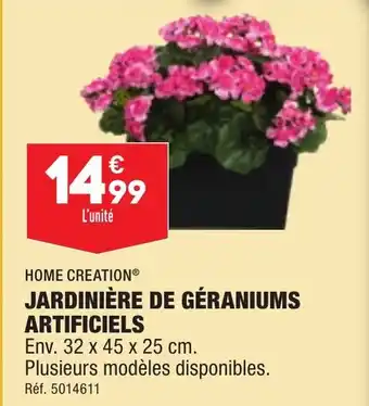 ALDI JARDINIÈRE DE GÉRANIUMS ARTIFICIELS offre