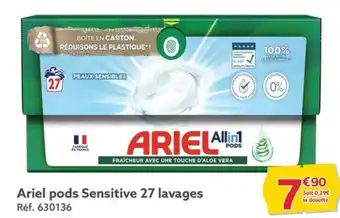 Gifi Ariel pods Sensitive 27 lavages offre