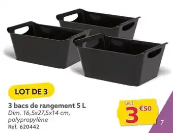 Gifi 3 bacs de rangement 5 L offre