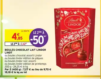 Intermarché Hyper BOULES CHOCOLAT LAIT LINDOR LINDT offre