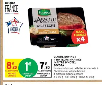 Intermarché Hyper Viande bovine 4 biftecks marines maitre d'Hotel socopa offre