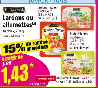 Norma DUFAURE & FILS Lardons ou allumettes offre