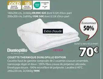 JYSK Dunlopillo COUETTE THERMIQUE DUNLOPILLO EDITION offre