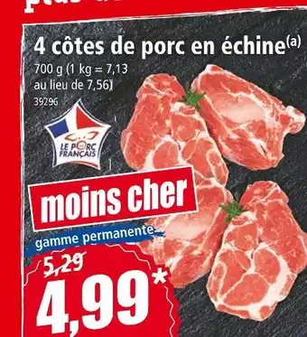 Norma 4 côtes de porc en échine offre