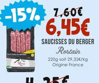 Naturalia Rostain SAUCISSES DU BERGER offre