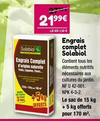Point Vert Solabiol Engrais complet offre