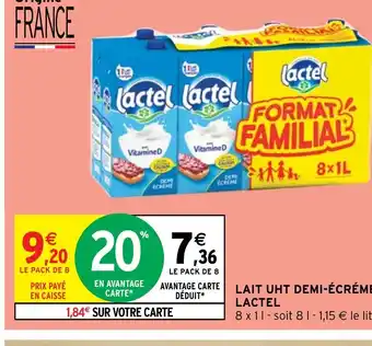 Intermarché Hyper LAIT UHT DEMI-ÉCRÉMÉ LACTEL offre