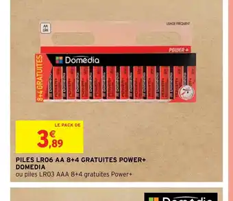 Intermarché Hyper PILES LR06 AA 8+4 GRATUITES POWER+ DOMEDIA offre