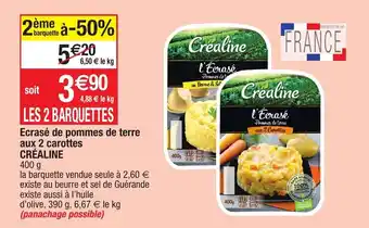 Migros Ecrasé de pommes de terre aux 2 carottes créaline offre