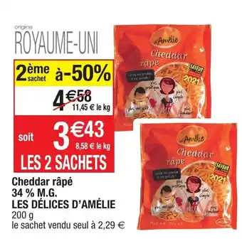 Cheddar râpé 34% M.G. les délices d'amélie