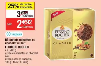 Bâtonnets noisettes et chocolat au lait ferrero rocher