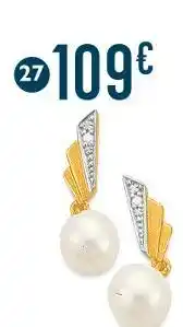 E.Leclerc boucles perle de culture et diamant 0,01 ct, or jaune et rhodié 0,96 g offre