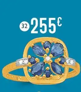 E.Leclerc bague saphirs et diamants 0,10 ct, taille 54, or jaune et rhodié 1,97 g offre