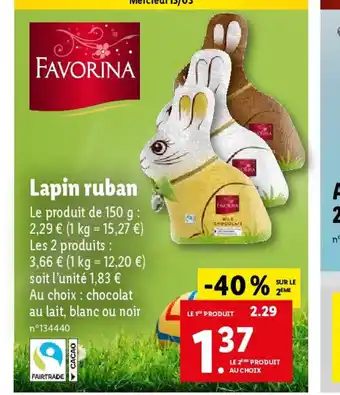 Lidl Lapin ruban offre