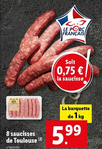 Lidl 8 saucisses de Toulouse (2) offre