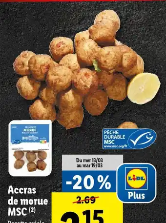 Lidl Accras de morue MSC offre