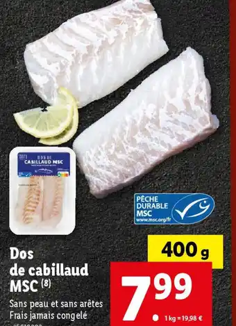Lidl Dos de cabillaud MSC offre