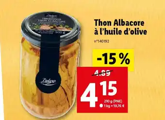 Lidl Thon Albacore à l'huile d'olive offre