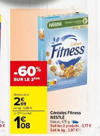 Carrefour Market Céréales Fitness NESTLÉ Nature, 475 g. offre