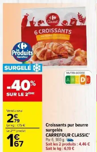 Carrefour Market Croissants pur beurre surgelés offre