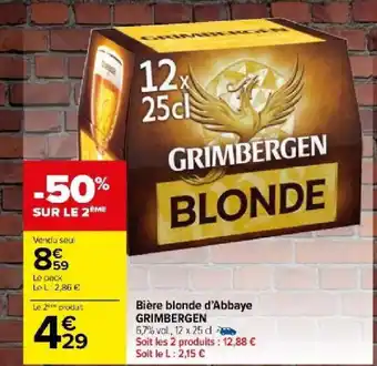 Carrefour Market Bière blonde d'Abbaye GRIMBERGEN offre